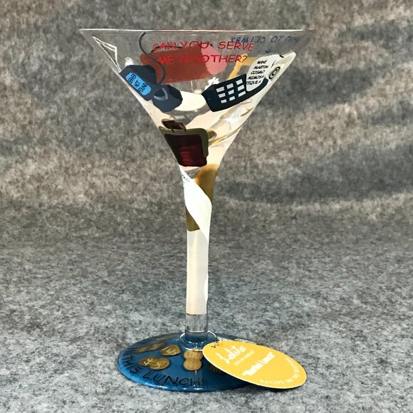 Martini Glass "Love My Martini" Hand Painted 7 OZ Glass Artist Lolita - Picture 3 of 11
